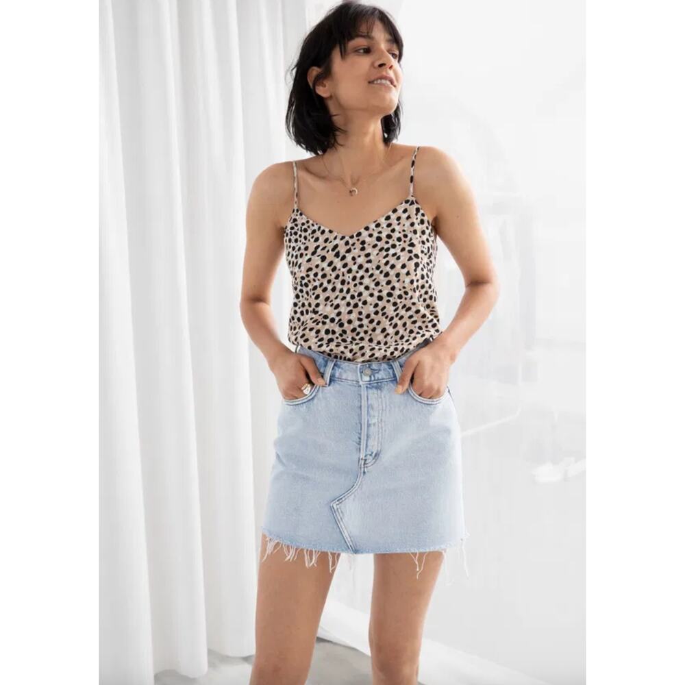 & Other Stories Leopard Print Spaghetti Strap Tank | Size 4
